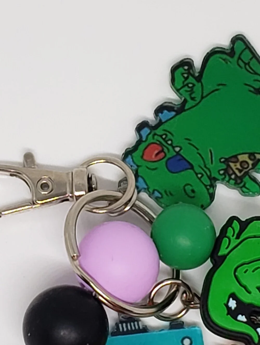 Handmade Rugrats Reptar Silicone Beaded Keychain Wristlet